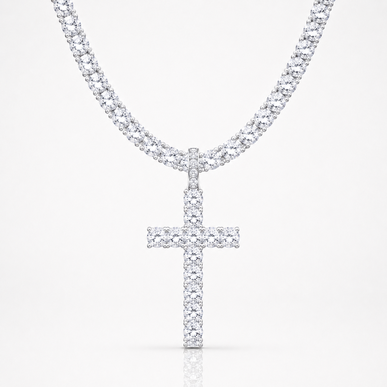 Iced Tennis Cross Chain – Ouro