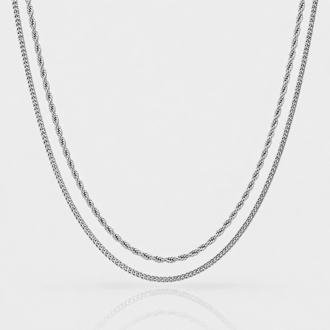 Layered Silver Chain Set