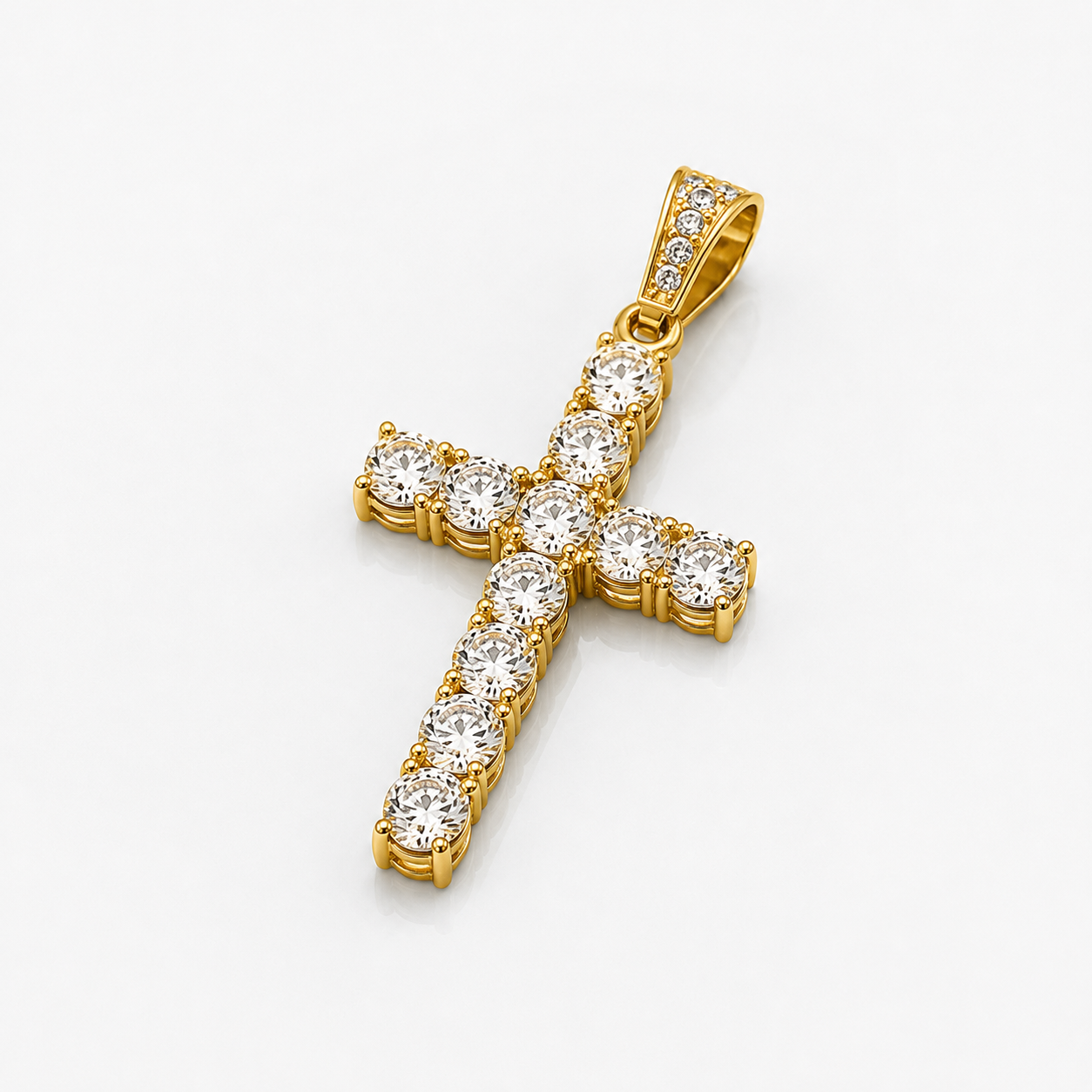 Iced Out Cross Pendant (Gold)