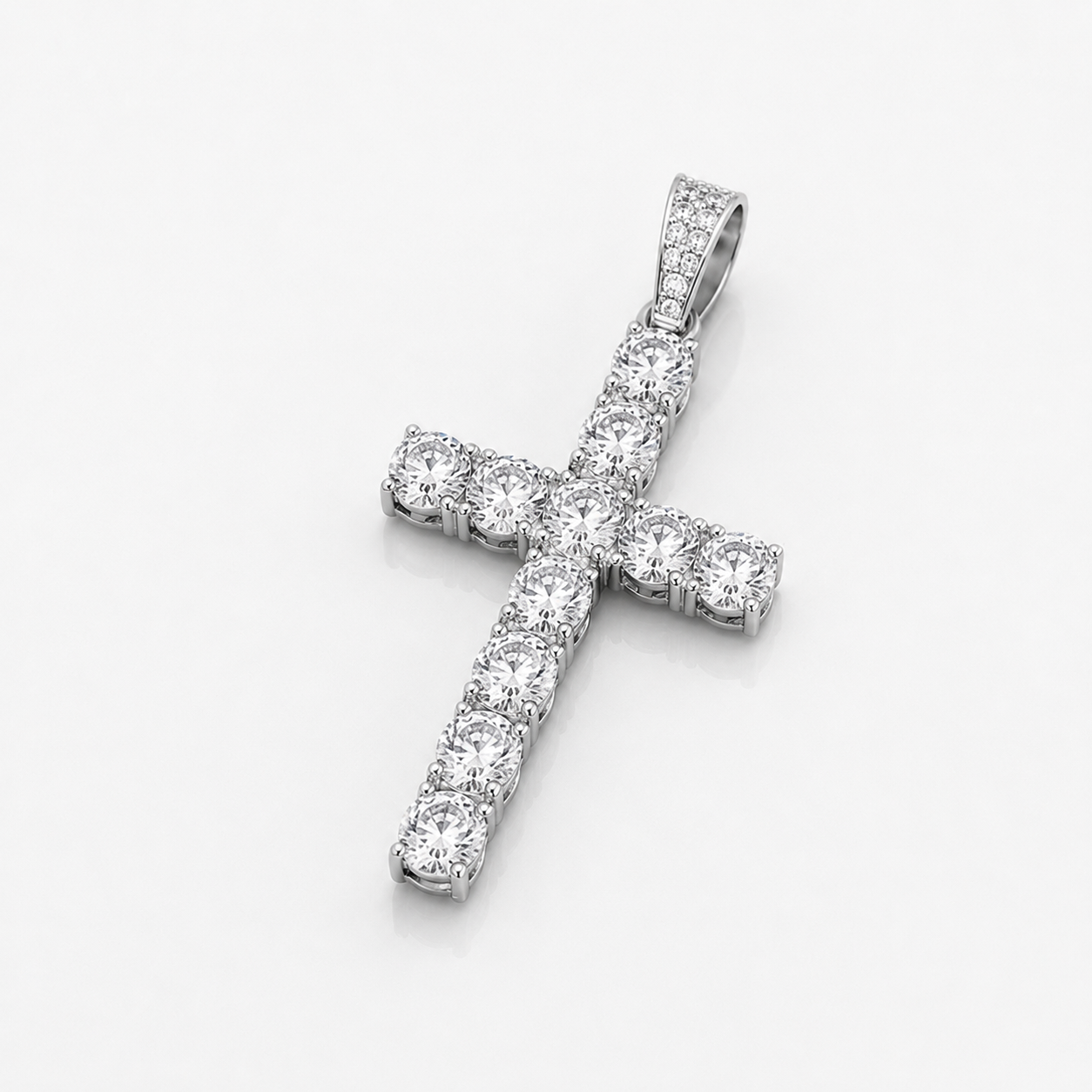 Iced Out Cross Pendant (Silver)