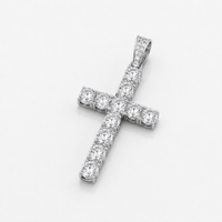 Iced Out Cross Pendant (Silver)