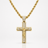 14K Gold Rope Crucifix Chain