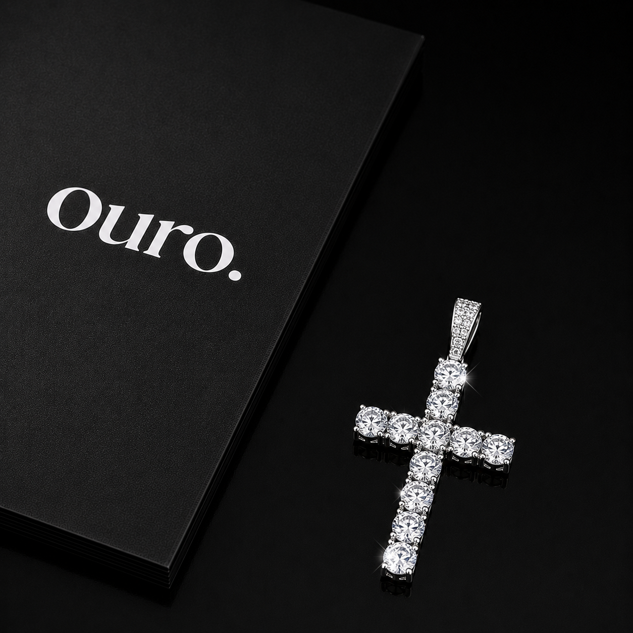 Iced Out Cross Pendant (Silver)