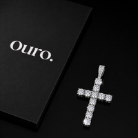 Iced Out Cross Pendant (Silver)
