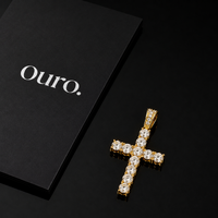 Iced Out Cross Pendant (Gold)