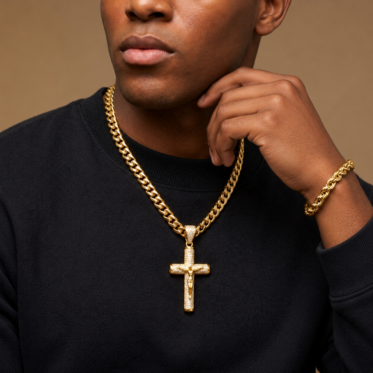 14K Crucifix Chain