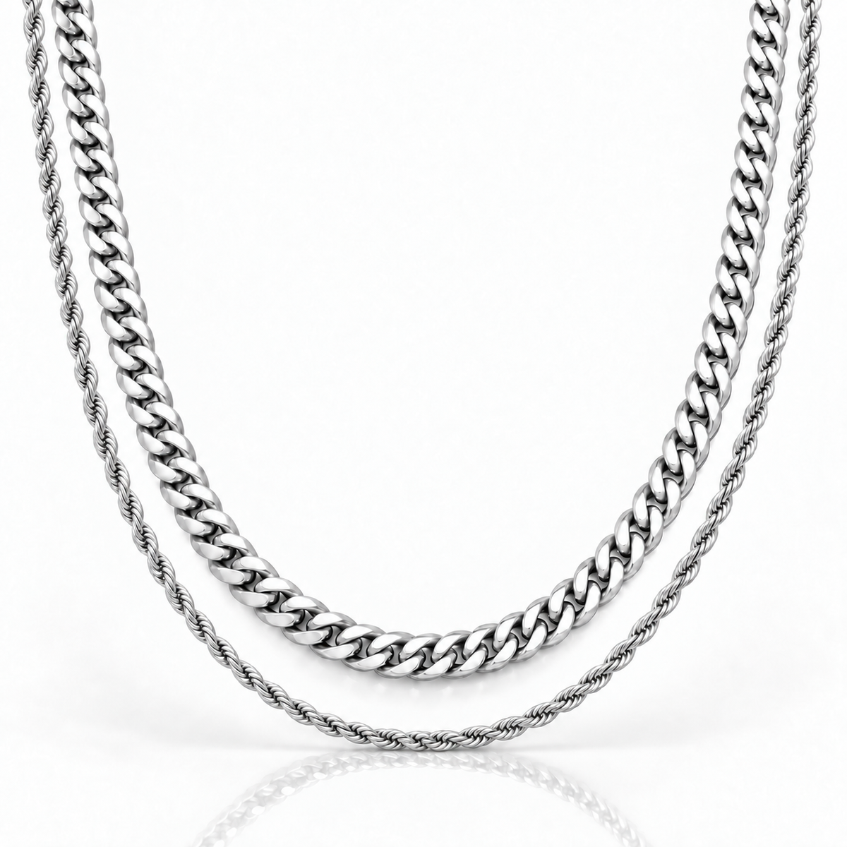Cuban x Rope Chains (Silver)