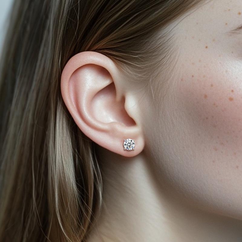 14k Gold-Plated Solitaire Four Prong Earrings