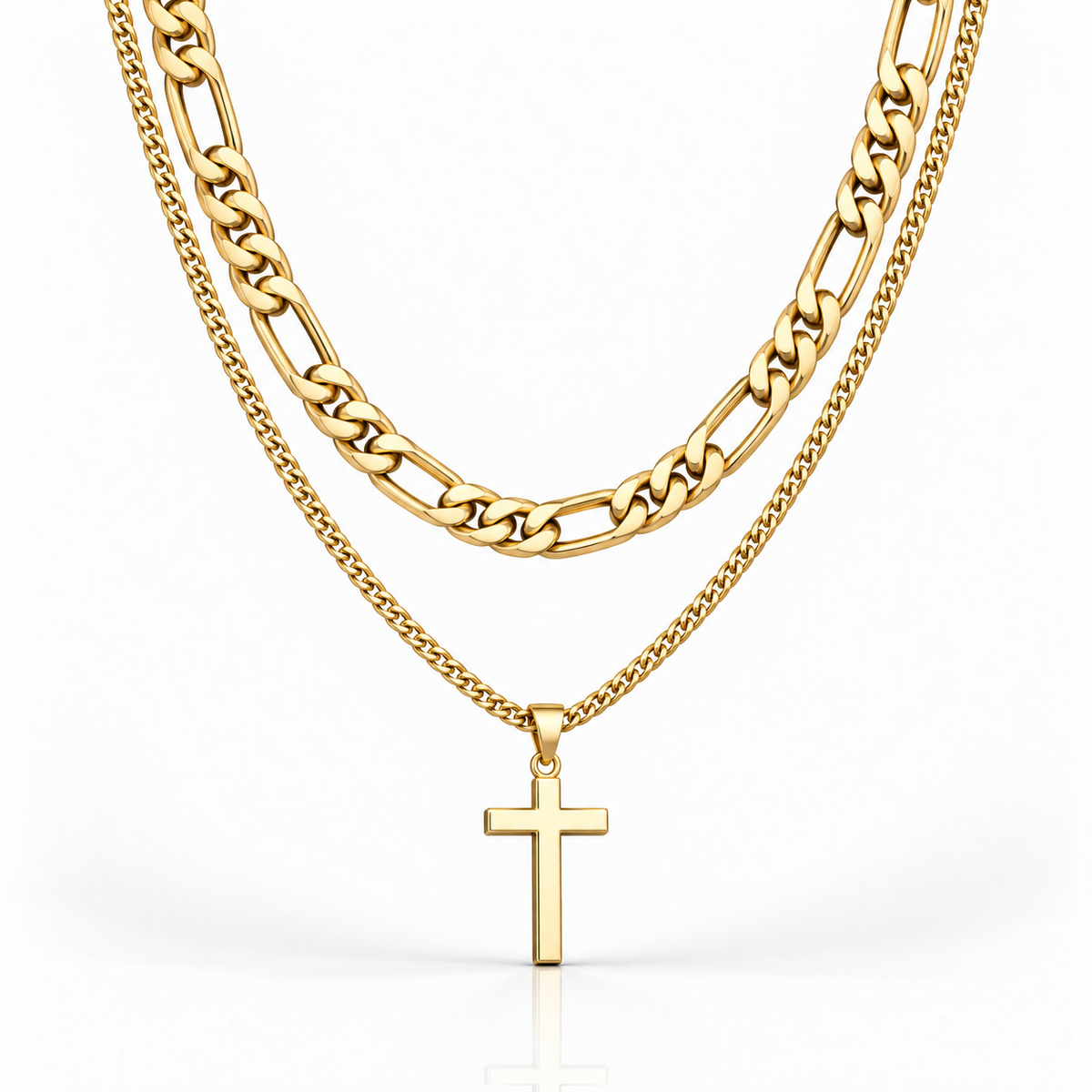 Figaro x Crucifix Chains (Gold)