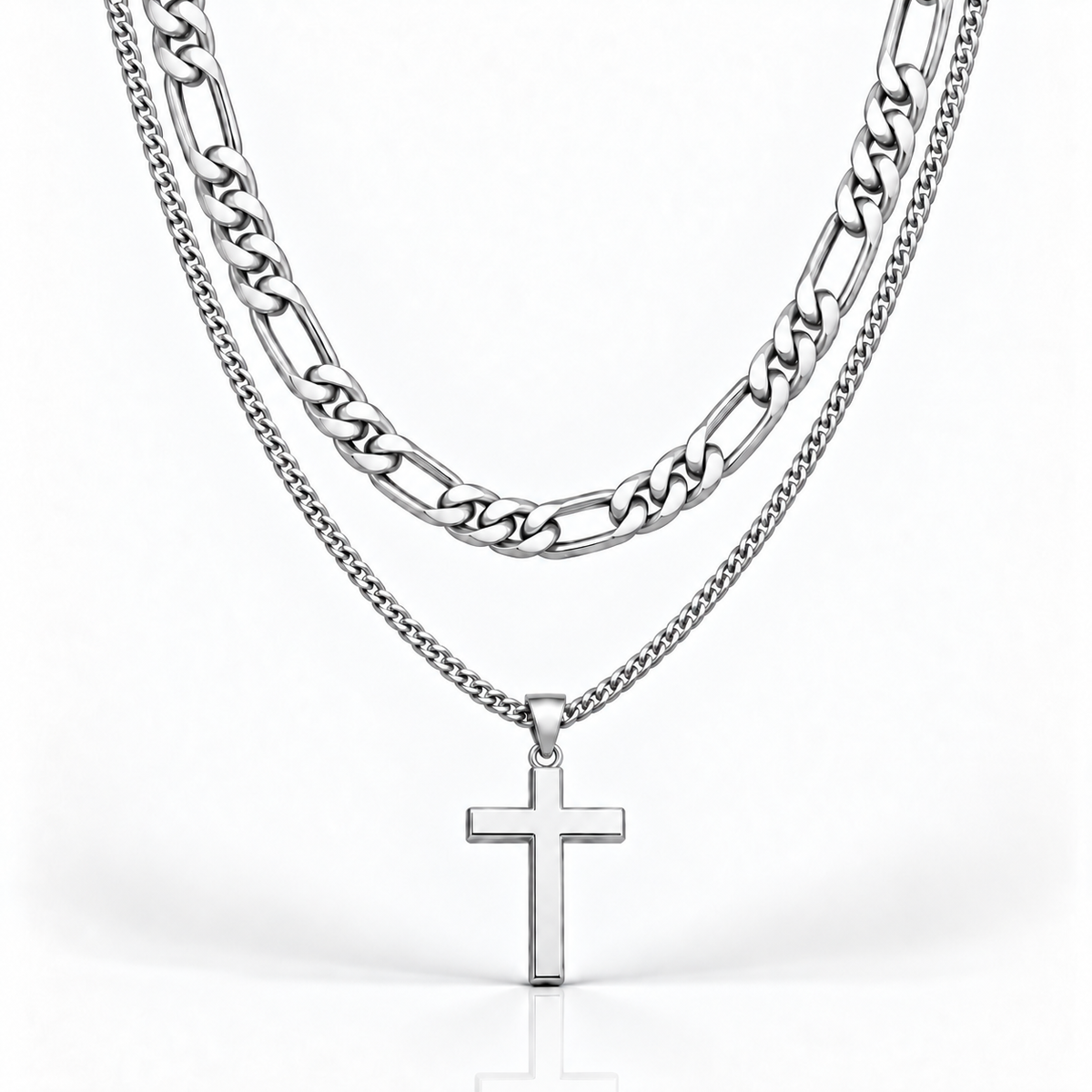 Figaro x Crucifix Chains (Silver)