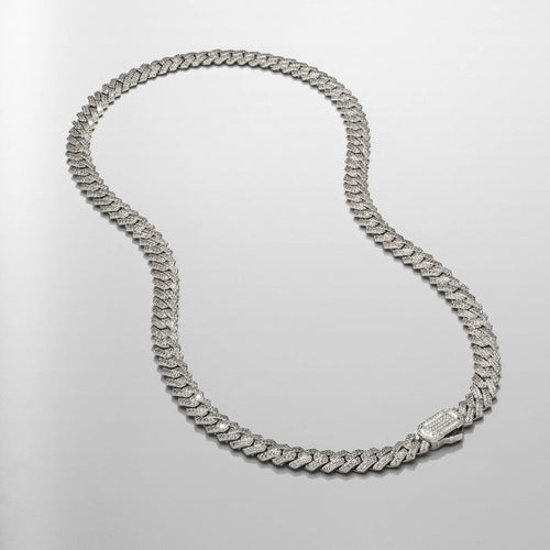 PRONG LINK ICED CUBAN (SILVER) 8MM