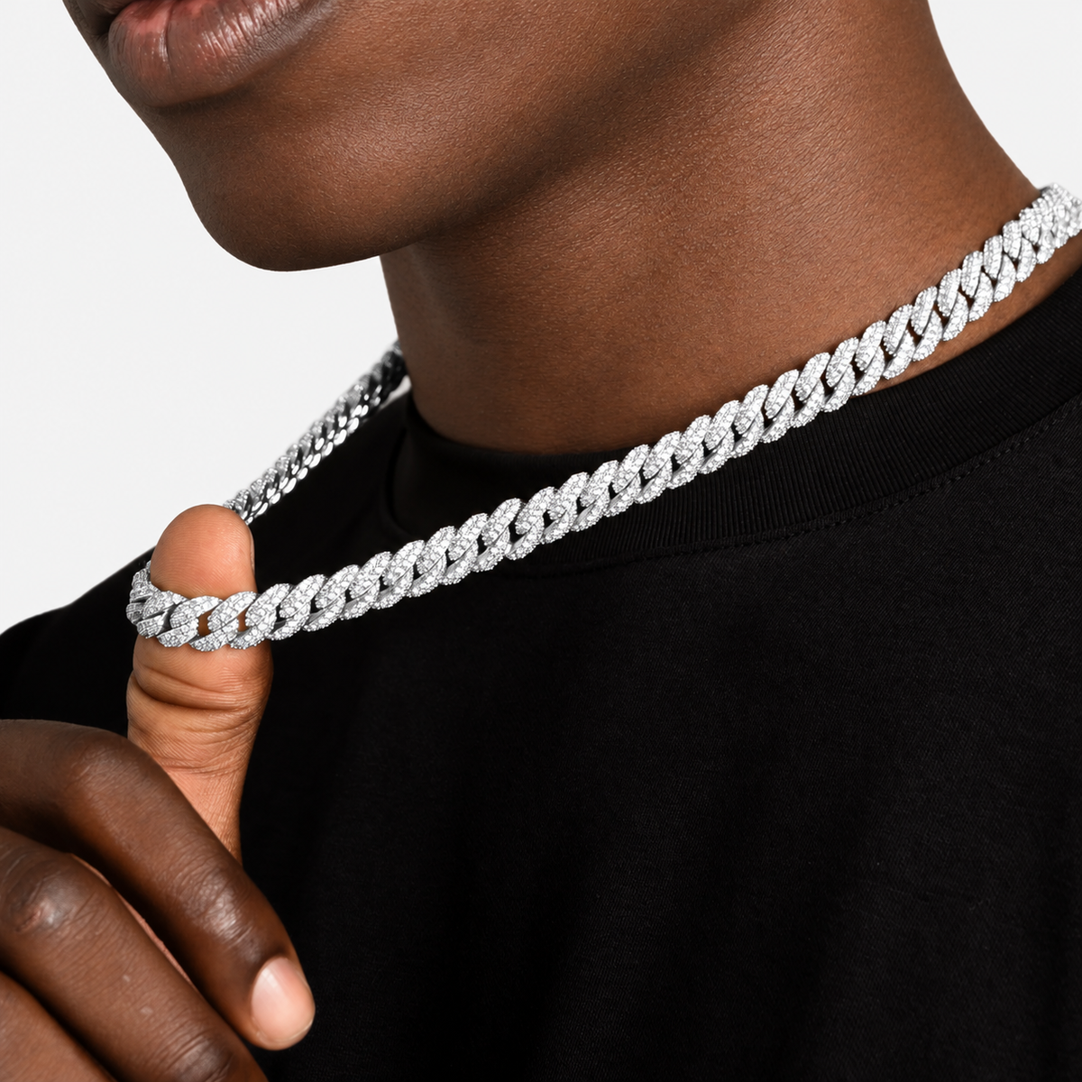Diamond Cuban Chain (Silver) 10mm