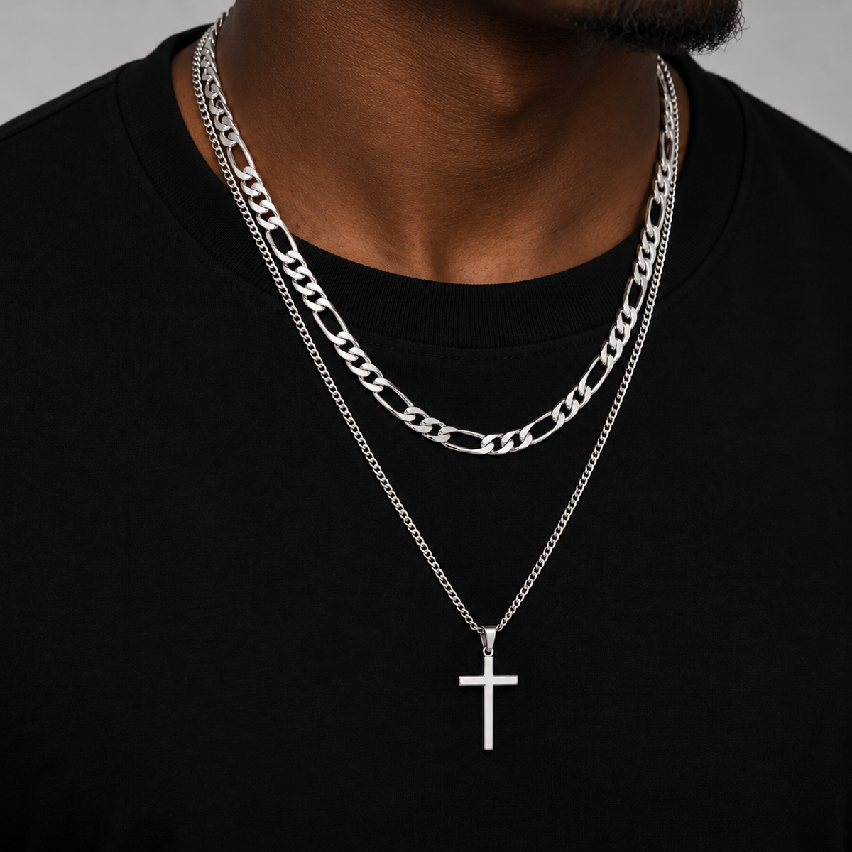 Figaro x Crucifix Chains (Silver)