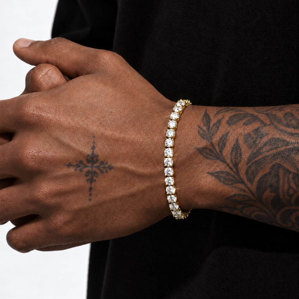 Iced Tennis Bracelet (Gold)