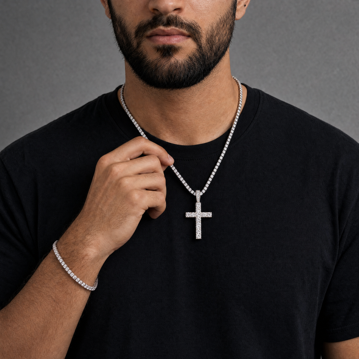 Iced Tennis Cross Chain