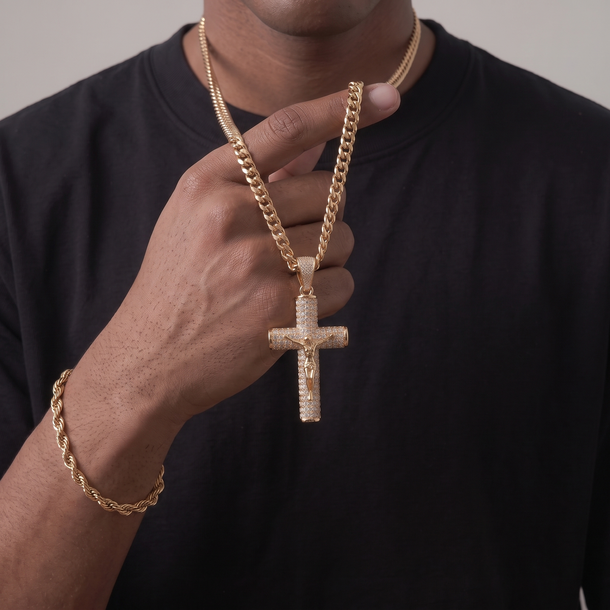 14K Gold-Crucifix Chain
