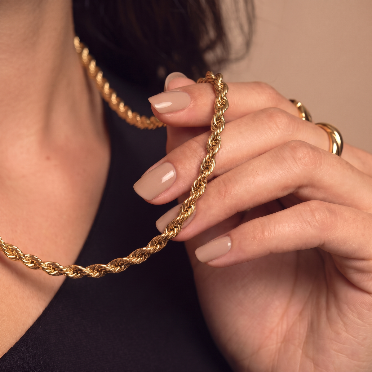 Women Rope Chain (Gold) 5mm