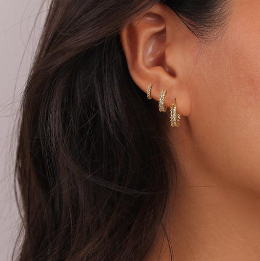 14K Gold-Plated Hoop Earrings Set