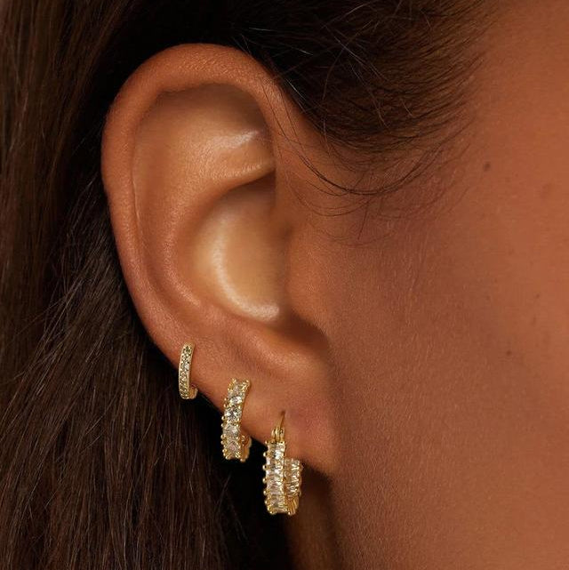 14K Gold-Plated Hoop Earrings Set