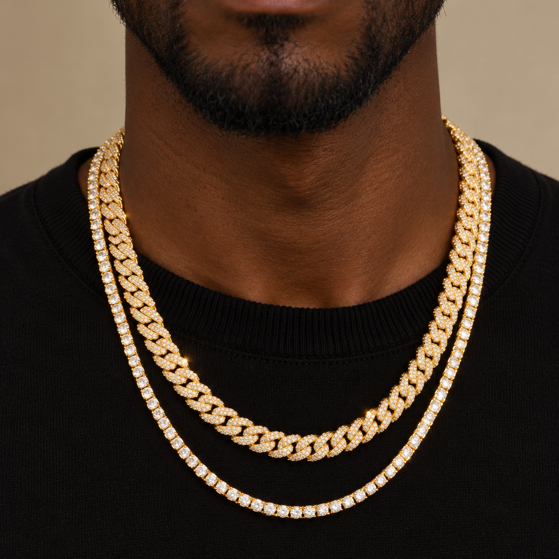 Iced Chain Stack (Gold)