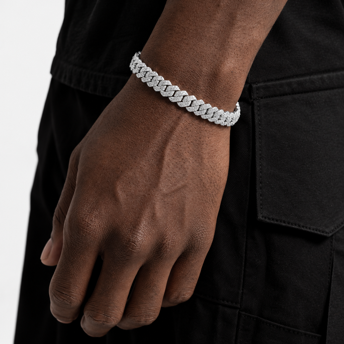 Iced Prong Bracelet (Silver) 8mm