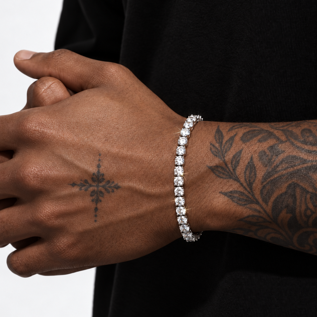 Iced Tennis Bracelet (Silver)