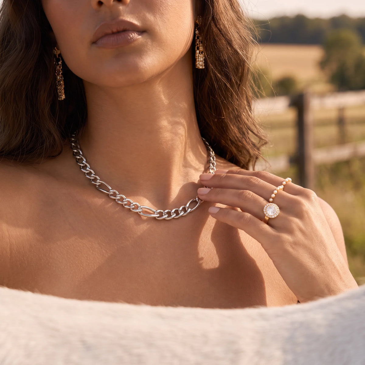 Women Figaro Chain (Silver) 8mm
