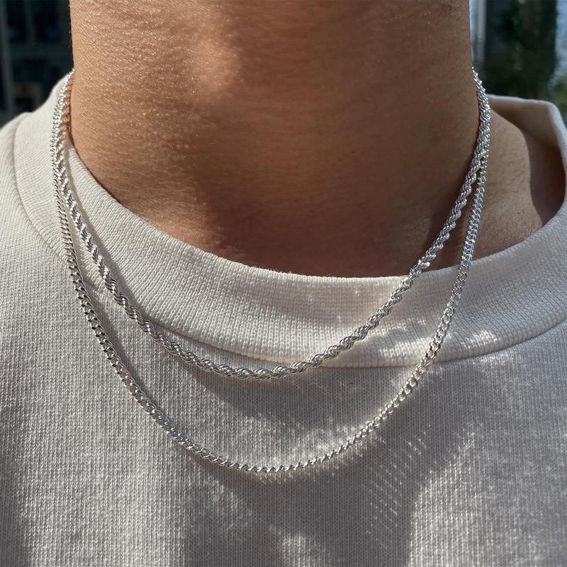 Layered Silver Chain Set
