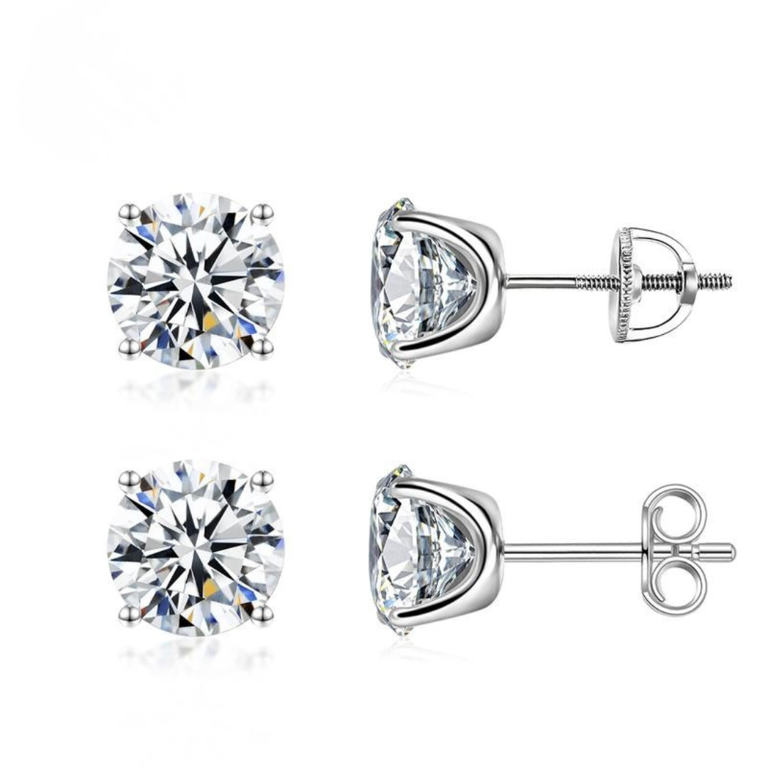 14k Gold-Plated Solitaire Four Prong Earrings
