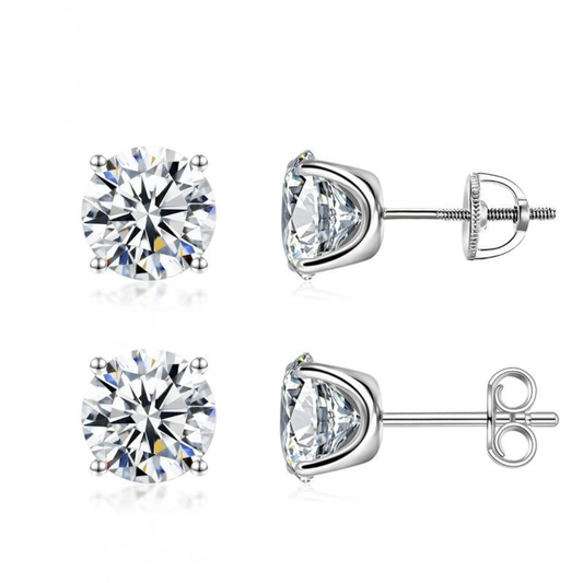 14k Gold-Plated Solitaire Four Prong Earrings