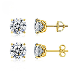 14k Gold-Plated Solitaire Four Prong Earrings