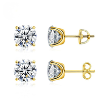 14k Gold-Plated Solitaire Four Prong Earrings