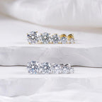 14k Gold-Plated Solitaire Four Prong Earrings