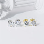 14k Gold-Plated Solitaire Four Prong Earrings