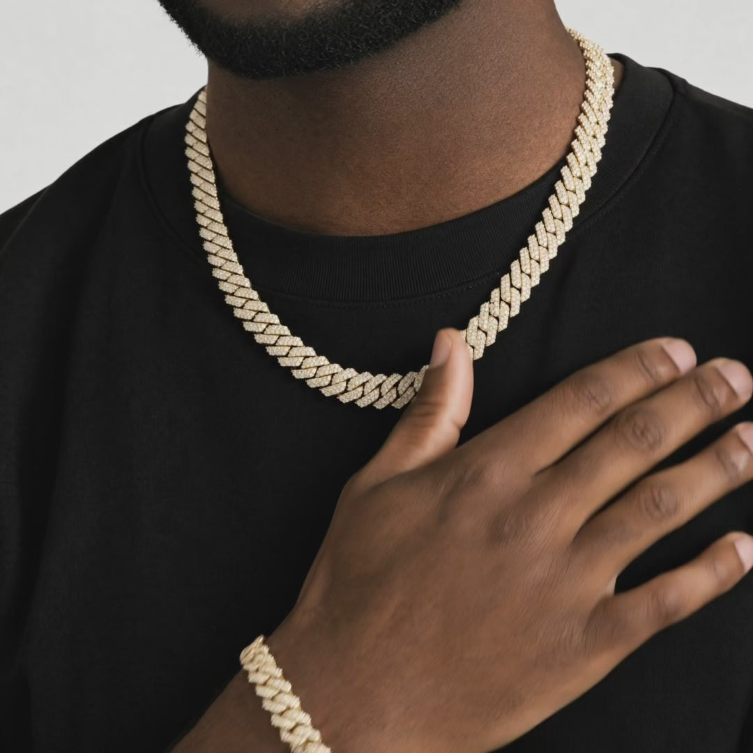 PRONG LINK ICED CUBAN (GOLD) 8MM