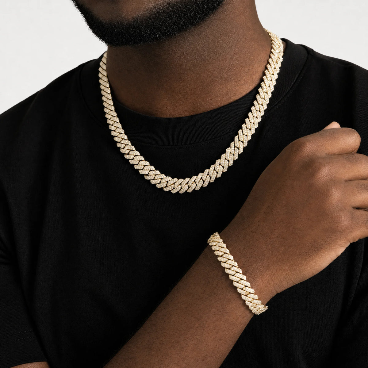 PRONG LINK ICED CUBAN (GOLD) 8MM