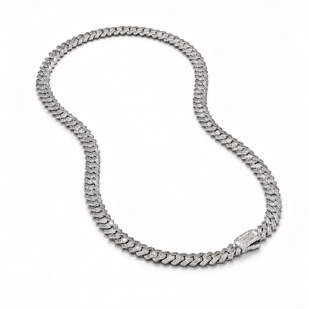 PRONG LINK ICED CUBAN (SILVER) 8MM